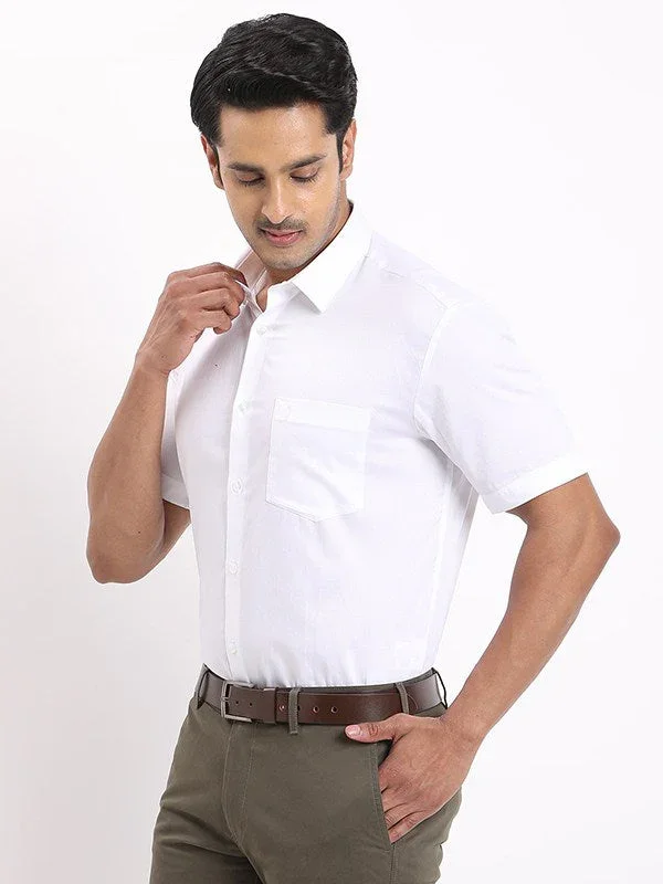 Men's Solid Half Sleeves Tencel Shirt - Image 2