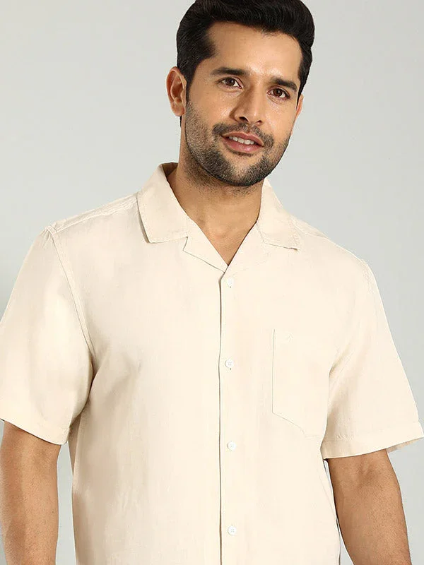 Men's Solid Half Sleeves Viscose Blend Shirt