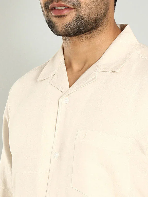 Men's Solid Half Sleeves Viscose Blend Shirt - Image 4