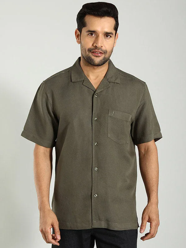Men's Solid Half Sleeves Viscose Blend Shirt - Image 6