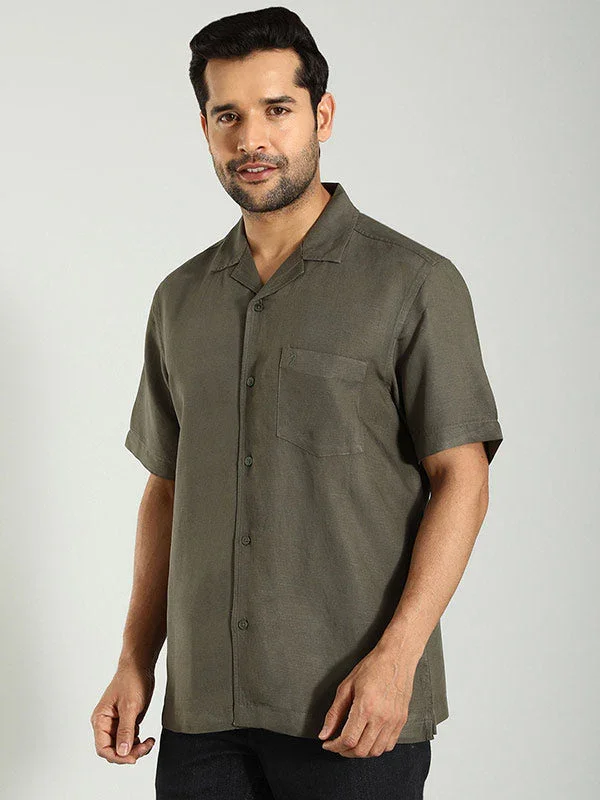 Men's Solid Half Sleeves Viscose Blend Shirt - Image 7