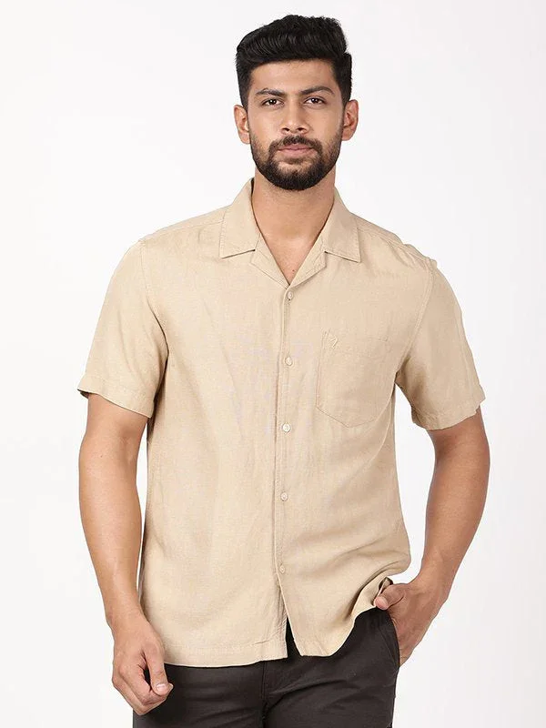 Men's Solid Half Sleeves Viscose Blend Shirt