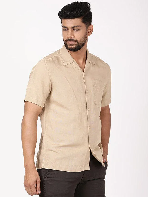 Men's Solid Half Sleeves Viscose Blend Shirt - Image 2
