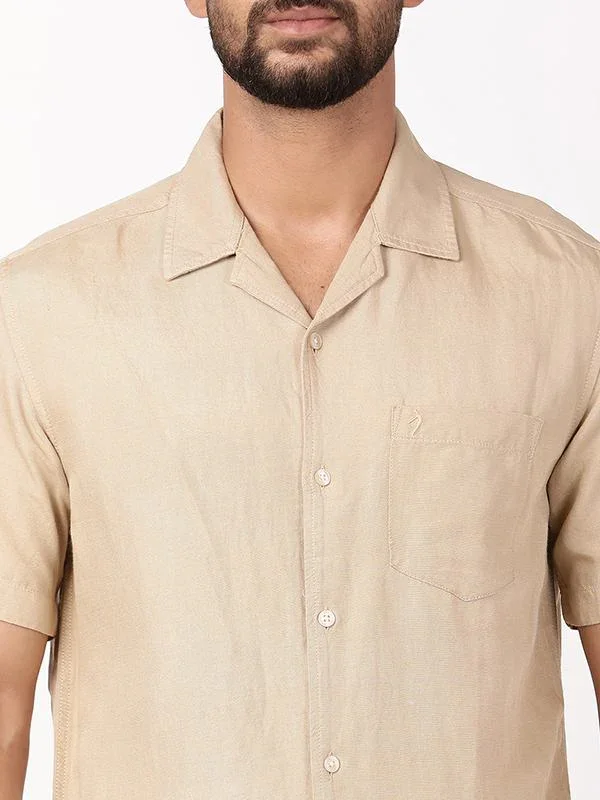 Men's Solid Half Sleeves Viscose Blend Shirt - Image 3