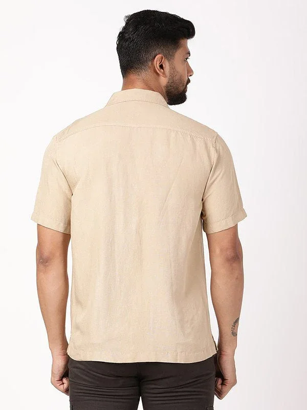 Men's Solid Half Sleeves Viscose Blend Shirt - Image 4
