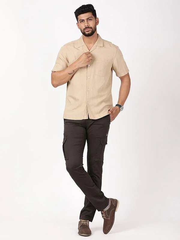 Men's Solid Half Sleeves Viscose Blend Shirt - Image 5