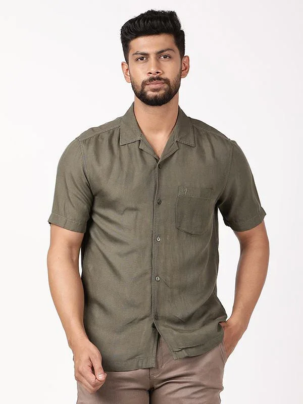 Men's Solid Half Sleeves Viscose Blend Shirt - Image 6