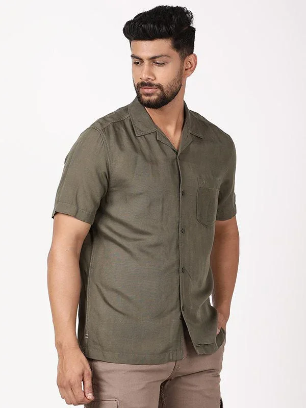 Men's Solid Half Sleeves Viscose Blend Shirt - Image 7