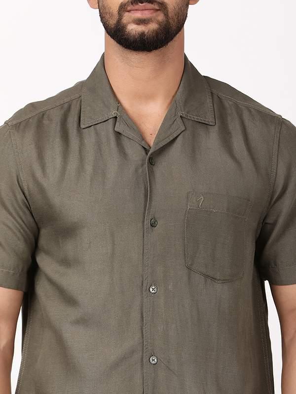 Men's Solid Half Sleeves Viscose Blend Shirt - Image 8