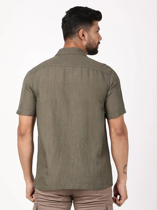Men's Solid Half Sleeves Viscose Blend Shirt - Image 9