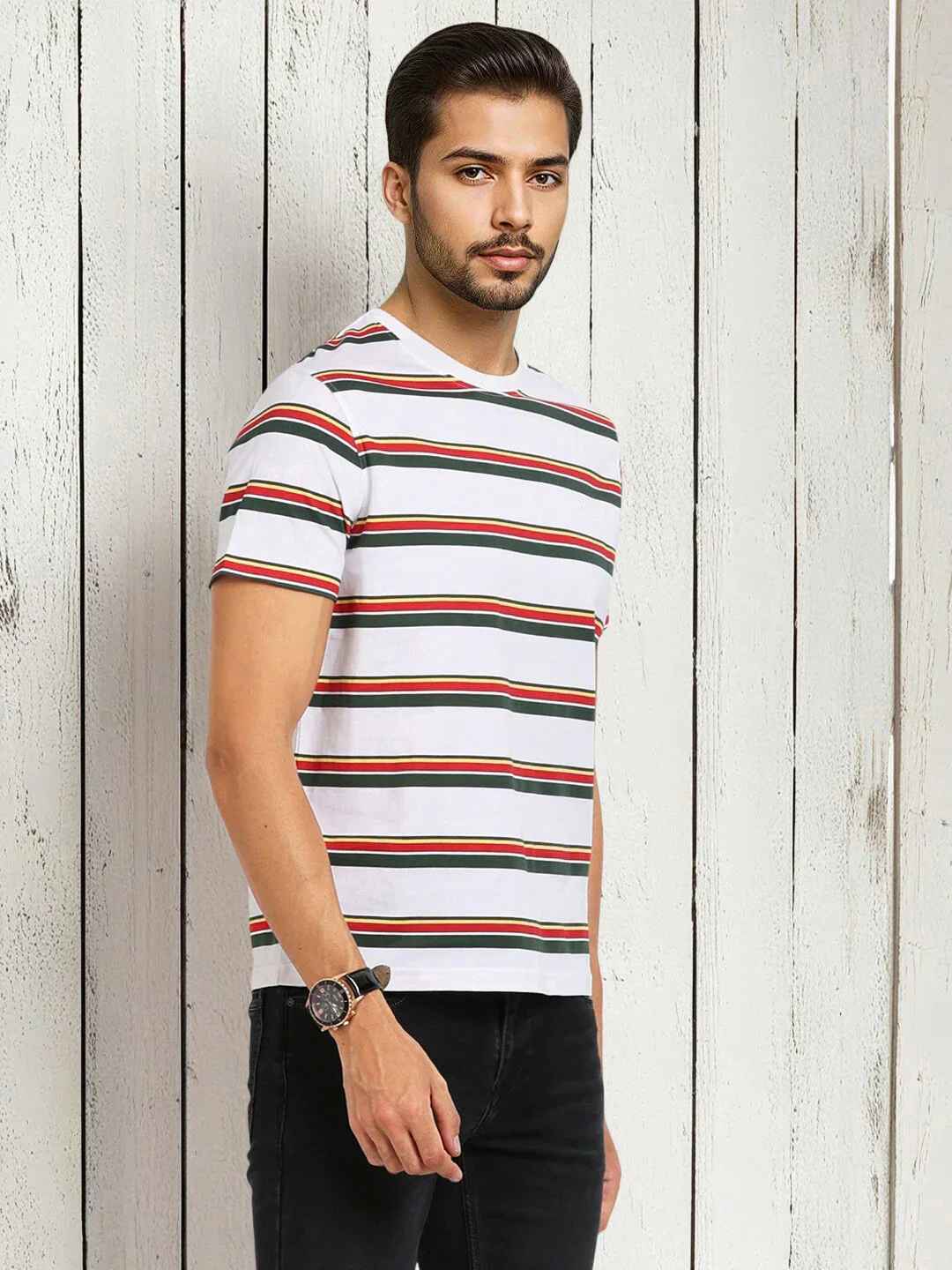 Men's Striped Crew Neck T-Shirt
