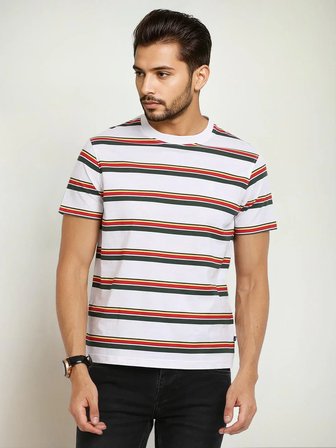 Men's Striped Crew Neck T-Shirt - Image 4