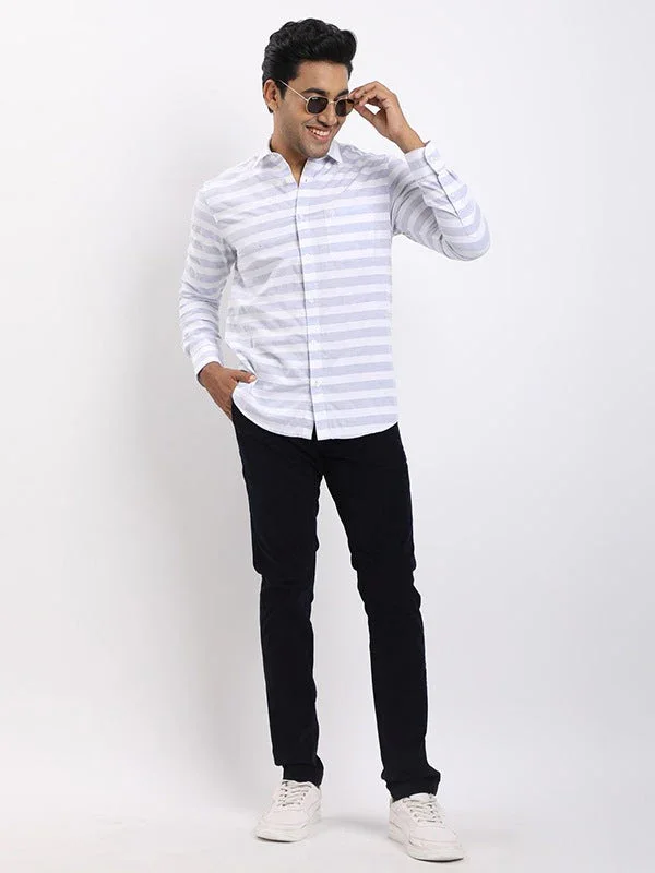 Men's Striped Full Sleeves Cotton Blend Shirt - Image 10