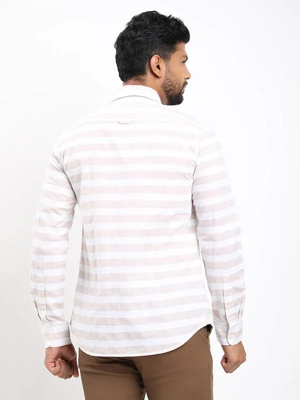 Men's Striped Full Sleeves Cotton Blend Shirt - Image 4