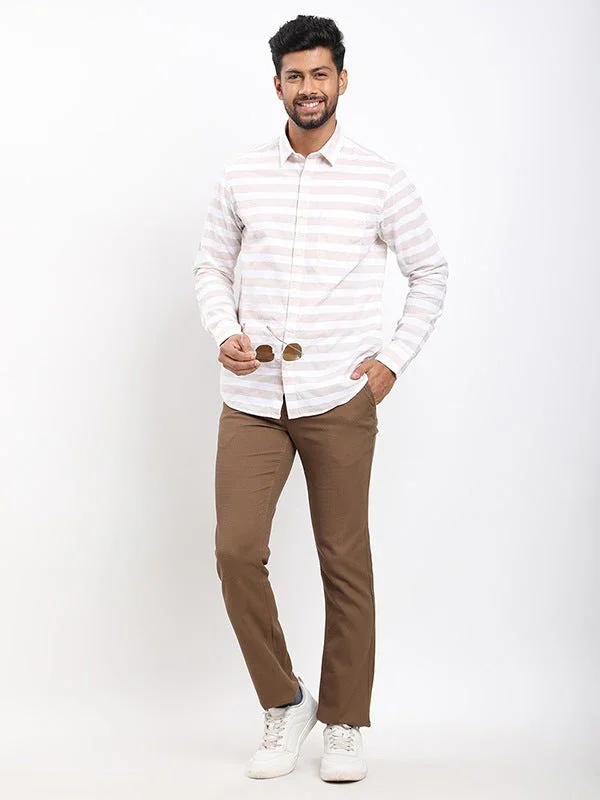 Men's Striped Full Sleeves Cotton Blend Shirt - Image 5