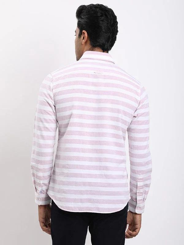 Men's Striped Full Sleeves Cotton Blend Shirt - Image 4