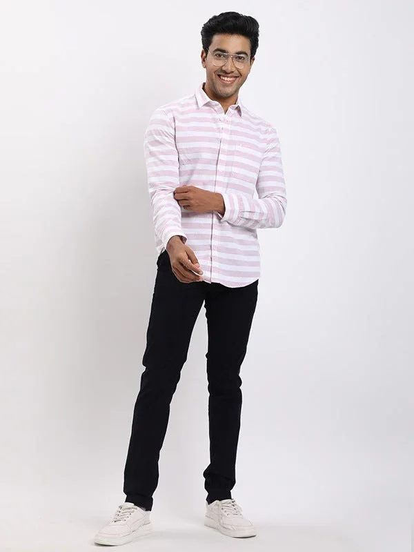Men's Striped Full Sleeves Cotton Blend Shirt - Image 5