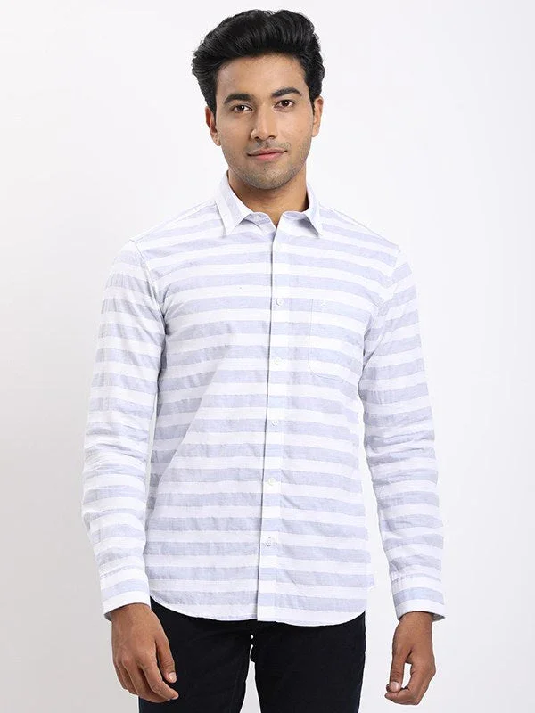 Men's Striped Full Sleeves Cotton Blend Shirt - Image 6