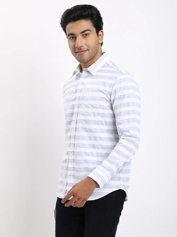 Men's Striped Full Sleeves Cotton Blend Shirt - Image 7