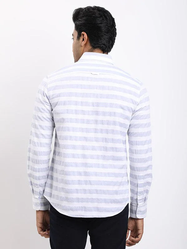 Men's Striped Full Sleeves Cotton Blend Shirt - Image 9