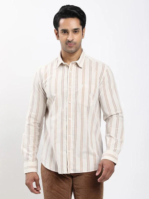 Men's Striped Full Sleeves Cotton Corduroy Shirt