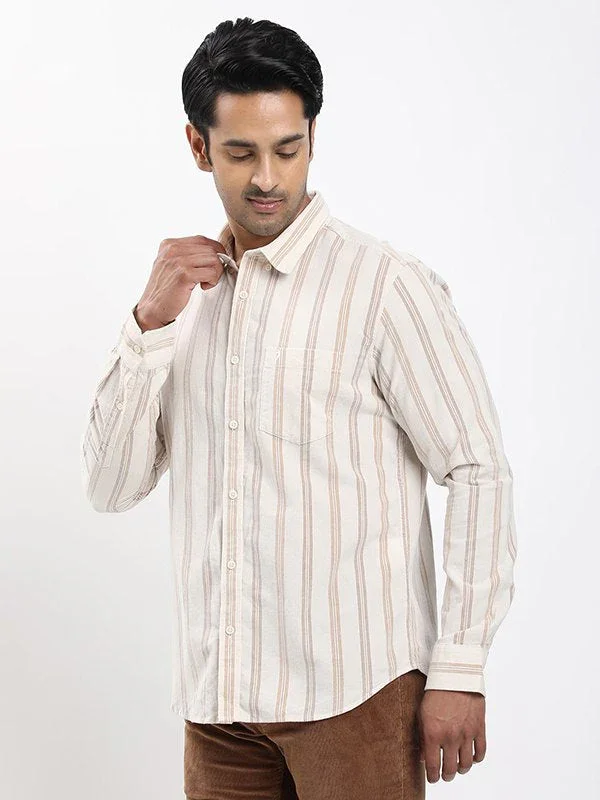 Men's Striped Full Sleeves Cotton Corduroy Shirt - Image 2