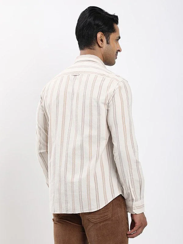 Men's Striped Full Sleeves Cotton Corduroy Shirt - Image 4