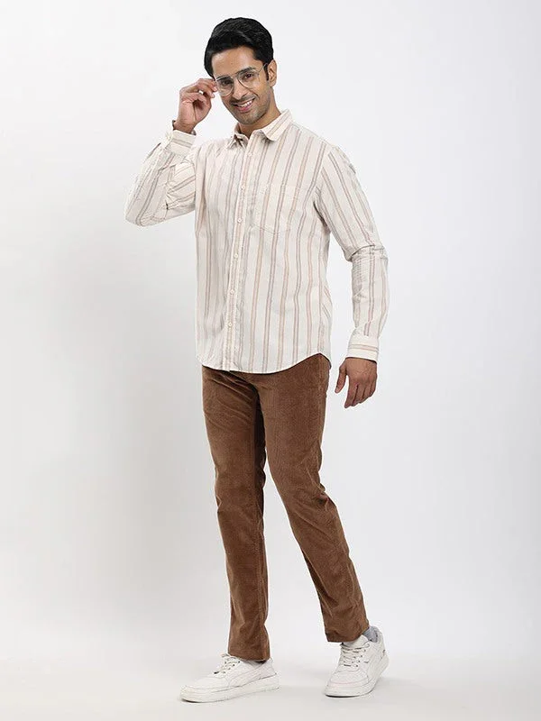 Men's Striped Full Sleeves Cotton Corduroy Shirt - Image 5