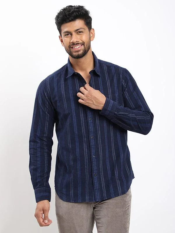 Men's Striped Full Sleeves Cotton Corduroy Shirt - Image 6