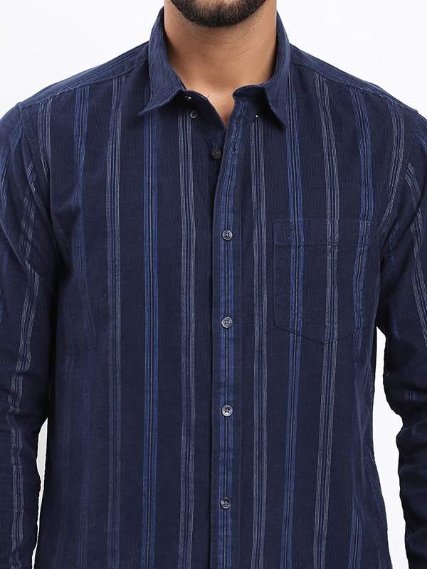 Men's Striped Full Sleeves Cotton Corduroy Shirt - Image 8