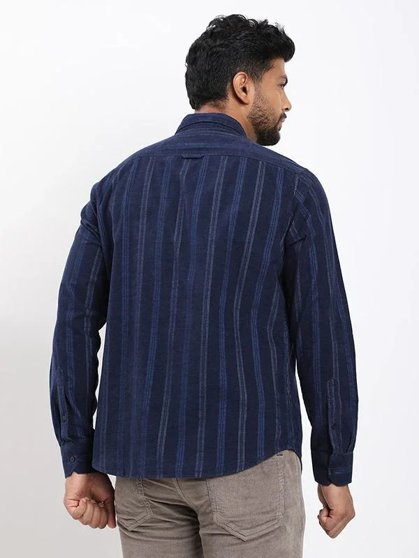 Men's Striped Full Sleeves Cotton Corduroy Shirt - Image 9