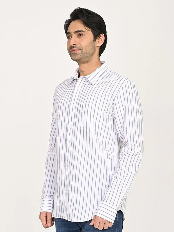 Men's Striped Full Sleeves Cotton Shirt - Image 2
