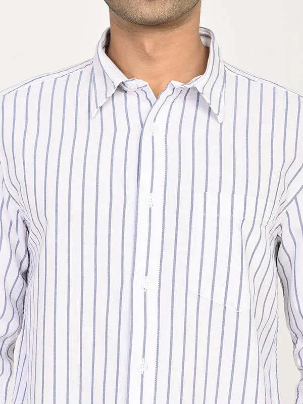 Men's Striped Full Sleeves Cotton Shirt - Image 3