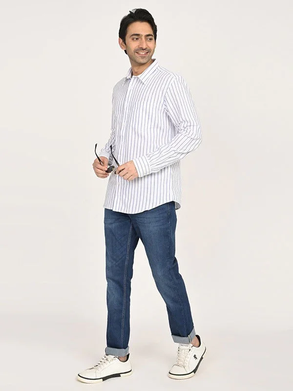 Men's Striped Full Sleeves Cotton Shirt - Image 5