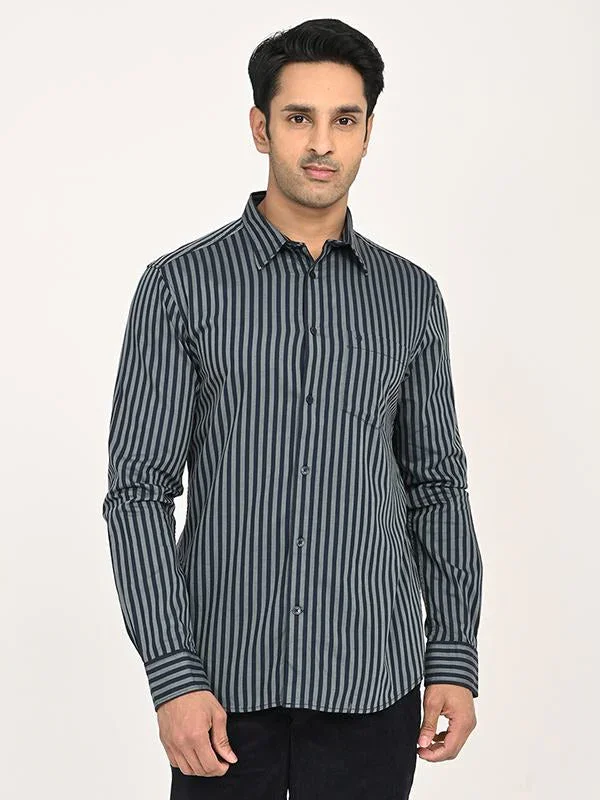 Men's Striped Full Sleeves Cotton Shirt - Image 11