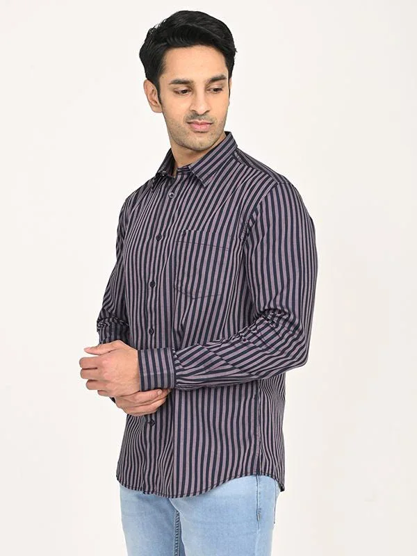 Men's Striped Full Sleeves Cotton Shirt - Image 2