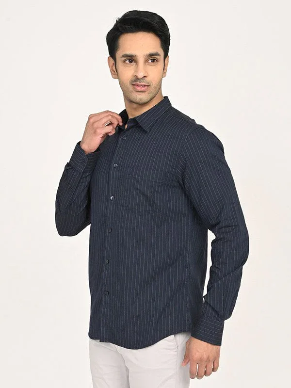 Men's Striped Full Sleeves Cotton Shirt - Image 2