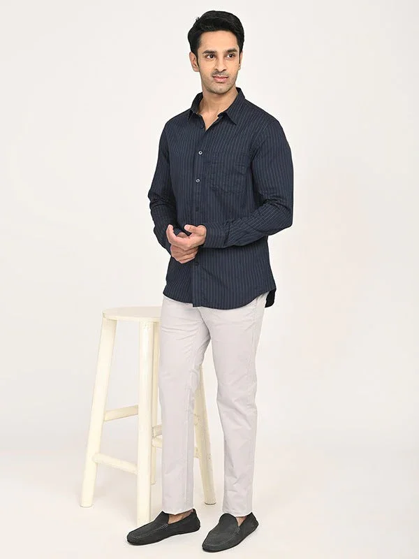 Men's Striped Full Sleeves Cotton Shirt - Image 5