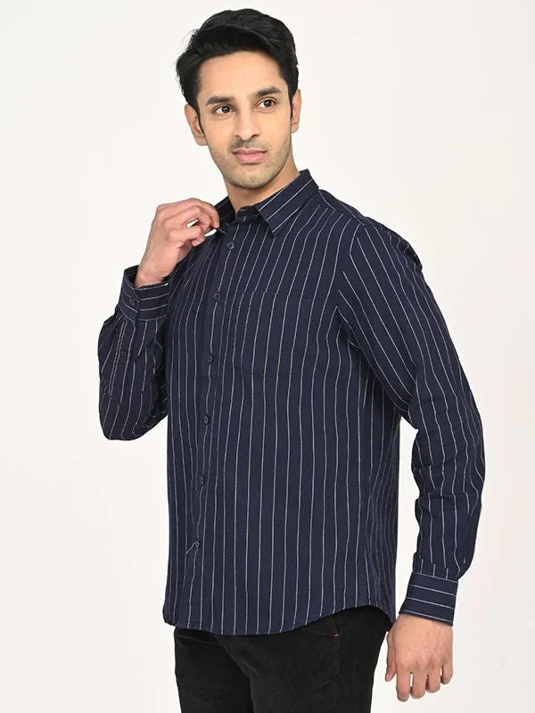 Men's Striped Full Sleeves Cotton Shirt - Image 2