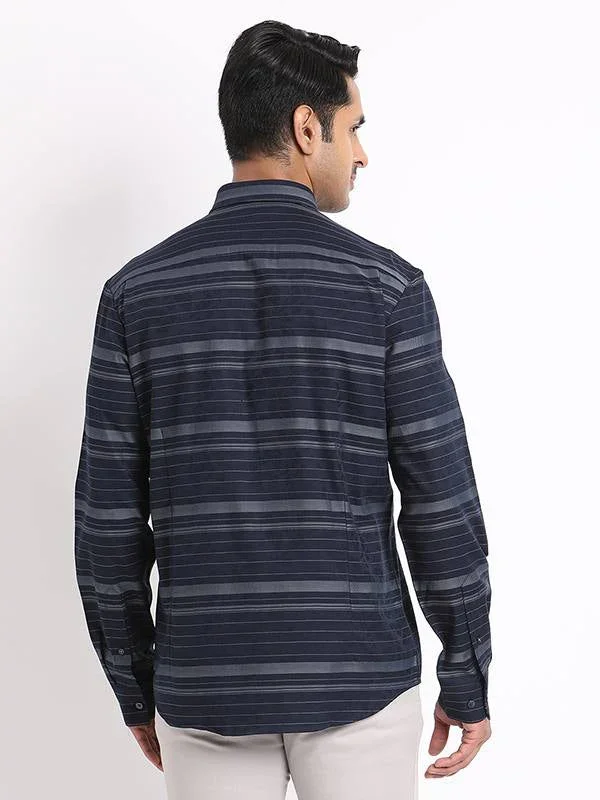 Men's Striped Full Sleeves Cotton Shirt - Image 4