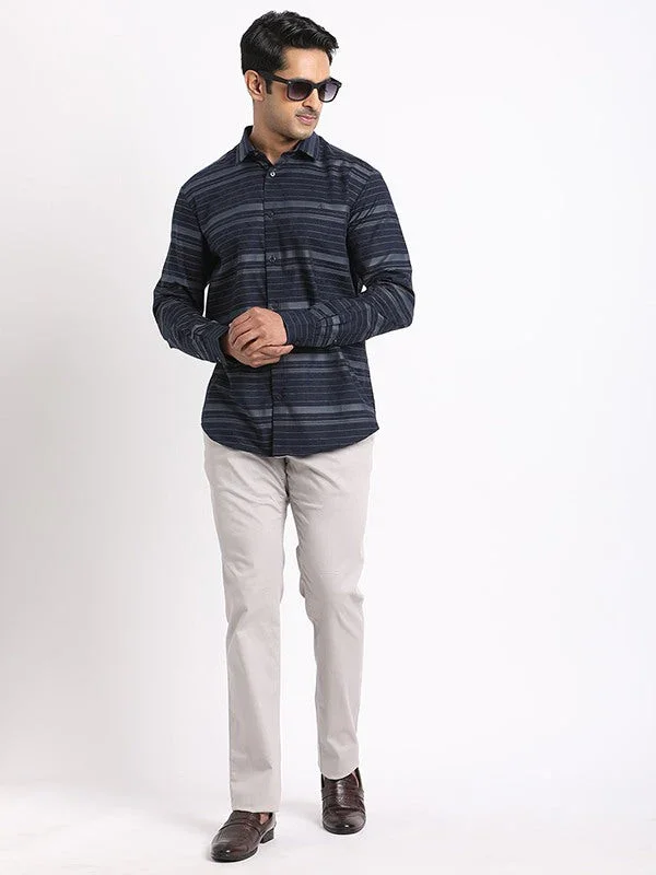 Men's Striped Full Sleeves Cotton Shirt - Image 5
