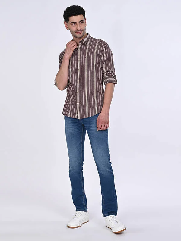 Men's Striped Full Sleeves Cotton Shirt - Image 4