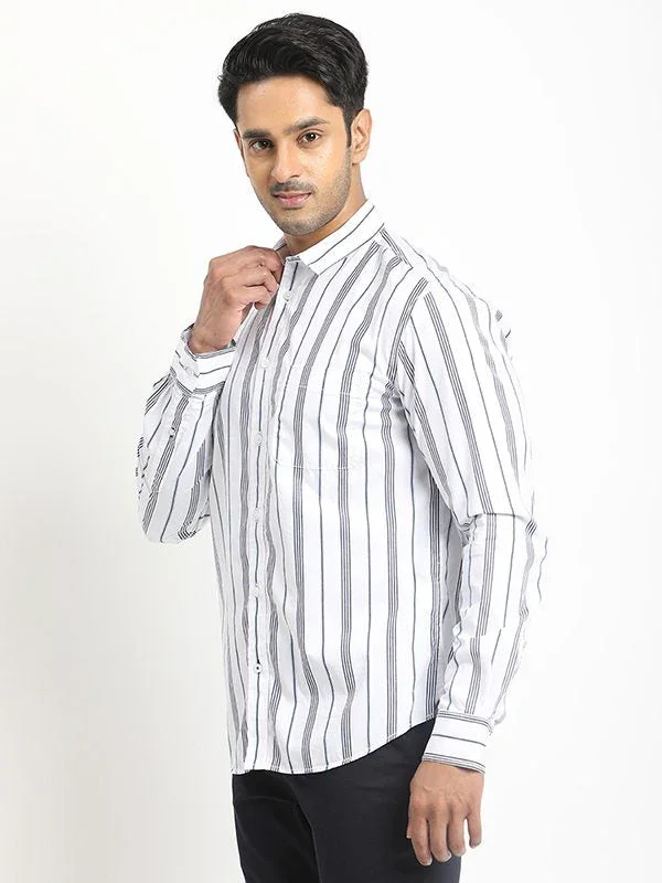 Men's Striped Full Sleeves Cotton Shirt - Image 2
