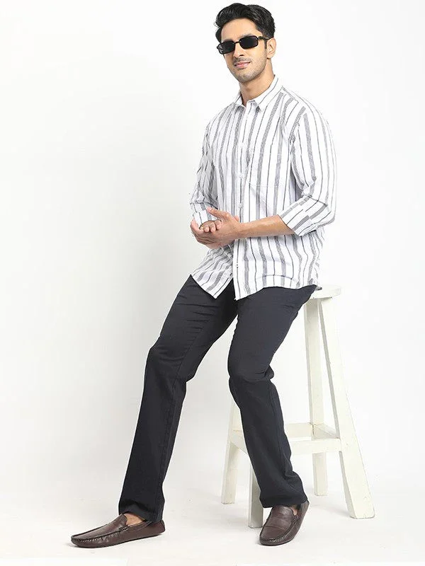 Men's Striped Full Sleeves Cotton Shirt - Image 4