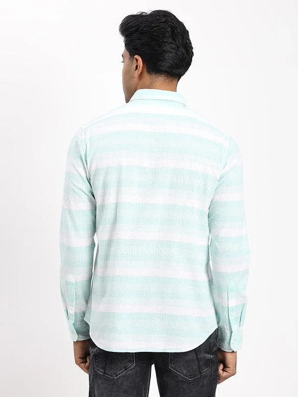 Men's Striped Full Sleeves Cotton Shirt - Image 4