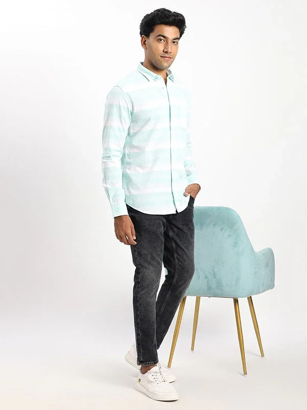 Men's Striped Full Sleeves Cotton Shirt - Image 5