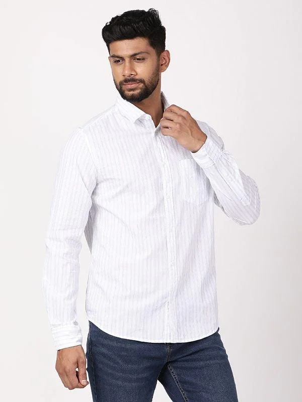 Men's Striped Full Sleeves Cotton Shirt - Image 2