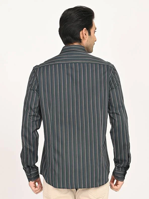 Men's Striped Full Sleeves Cotton Shirt - Image 4