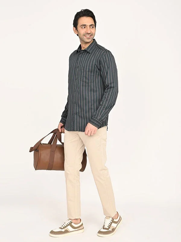 Men's Striped Full Sleeves Cotton Shirt - Image 5