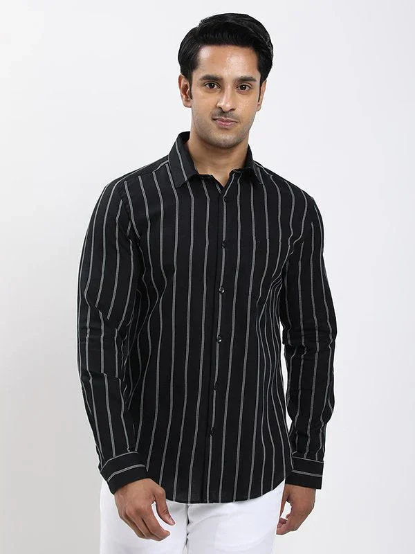 Men's Striped Full Sleeves Cotton Shirt